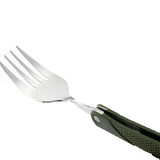Boxtoday Stainless Steel Portable Folding Cutlery Set Fork Knife With Army Green Pouch Survival Camping Bag Outdoor Cutlery Container
