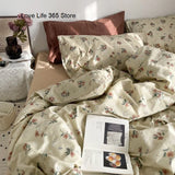 Boxtoday Floral Bedding Set Skin Friendly Nordic Style Duvet Cover With Pillowcases INS Flat Bed Sheet Soft Polyester Comforter Sets
