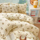 Boxtoday Cute Bear Bedding Set No Filler Ins Korean Style Duvet Cover Pillowcase 2024 New Single Full Size Kids Adult Soft Bed Linen