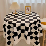 Boxtoday Chessboard Plaid Table Cloth Nordic Style Round Tablecloth Cotton Flower Printing Tablecloth Waterproof Home Party Table Cover