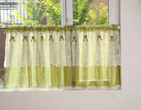 Boxtoday American Pastoral Green Half Curtain Cotton Linen Kitchen Short Sheer Lace Farmhouse Retro Sliding Door Window Partition