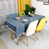 Boxtoday Ethnic Style Tablecloth Bohemian Cotton Linen Printed Tables Cloth Camping Placemat Waterproof Oil-proof Dinner End Table Decor