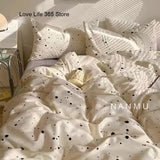 Boxtoday Ink Spot Printed Bedding Set Ins Solid Color Linen And Duvet Cover With Pillowcases Single Double Full Size For Kids Adults