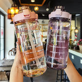 Boxtoday 2000ml Large Capacity Plastic Straw Water Cup Sports Water Bottle High Value Outdoor Camping Drinking Tools