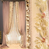 Boxtoday Pink Velvet Embroidery Stitching Thickened Shading Curtains for Living Room Bedroom Dining Room Villa High Window Customization