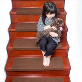 Boxtoday 27.55x8.66x1.77in Solid Self-adhesive Non-slip Polyester PVC Home Stair Carpet for Livingroom Stair Mat Protector Rug
