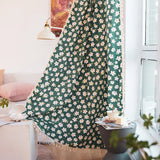 Boxtoday Bohemian Curtains Green Floral Printed Semi-Blackout Darkening Cotton Curtain Panel with Tassel for Living Room Bedroom