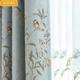 Boxtoday New Chinese Style Flower and Bird Jacquard Blackout Curtains for Living Room and Bedroom Window Screen Customization