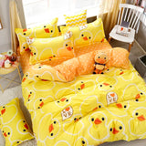 Boxtoday High Quality Yellow Duck Cartoon Style Bedding Set Bed Linings Duvet Cover Bed Sheet Pillowcases Cover Set 4pcs/set 51