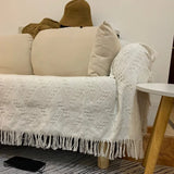 Boxtoday Nordic Cotton Sofa Throw Blankets Outdoor Camping Picnic Large Blanket Leisure Relax Beach Towel white Travel Rug Tassels Linen