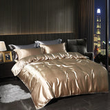 Boxtoday Luxury Satin  Bedding Set With Flat Sheet Duvet Cover High End Bedding Set  High Density Satin  Solid Color Bedding