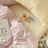 Boxtoday Korean Solid Color Bedding Set Adults Kids Twin Full Queen Size Soft Bed Flat Sheet Duvet Cover Set Pillowcases Simple Bed Linen