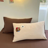 Boxtoday Cookie Dog Embroidery Bedding Set Twin Queen Duvet Cover Set Pillowcases for Adult Kids Bed Flat Sheet Cute Quilt Cover Kawaii