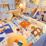 Boxtoday Cartoon Bear Rabbit Bedding Set Cute Duvet Cover Soft Queen Full Twin Size Flat Bed Sheet Girl Kid Quilt Cover Pillowcase Kawaii