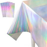 Boxtoday Aluminum Foil Rainbow Plastic Tablecloth Shiny Disposable Tablecloth Holographic Tablecloth Party Decoration