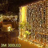 Boxtoday 3M LED Curtain String Lights Fairy Decoration USB Holiday Garland Lamp 8 Mode For Home Garden Christmas Party New Year Wedding