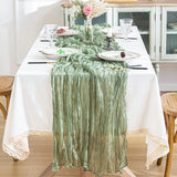 Boxtoday Cotton Gauze Table Runner 90*400cm Green Doily Sage Rustic Tablecloth Cheesecloth Table Cover Festival  Party Sheer Home Decor
