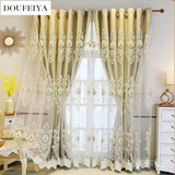 Boxtoday European Embroider Tulle Double Layer Luxury Curtains for Living Room Bedroom Embossed Design Blackout Villa Window Sheer Custom