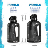 Boxtoday Water Bottle, 1.6/2.6L Large Water Bottle, Portable, High Capacity Sports, Fitness, Outdoor Camping Water Cup