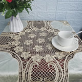 Boxtoday Luxury European Crochet Stitching Velvet Fabric Square Tablecloth Table Mat Set Tableware Oven Air Conditioner Dust Cover Cloth
