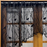 Boxtoday Country Bird Embroidery Lace Short Curtain Valance for Kitchen, Dining Room, Small Window,Half Curtain, Rod Pocket Top 1 Panel