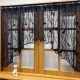 Boxtoday Country Bird Embroidery Lace Short Curtain Valance for Kitchen, Dining Room, Small Window,Half Curtain, Rod Pocket Top 1 Panel