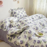 Boxtoday Cute Floral Duvet Cover Set Ins Korean Style with Flat Sheet Pillowcase No filler Washed Cotton Queen Full Twin Home Bed Linen