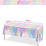 Boxtoday Aluminum Foil Rainbow Plastic Tablecloth Shiny Disposable Tablecloth Holographic Tablecloth Party Decoration