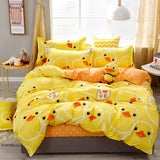 Boxtoday High Quality Yellow Duck Cartoon Style Bedding Set Bed Linings Duvet Cover Bed Sheet Pillowcases Cover Set 4pcs/set 51