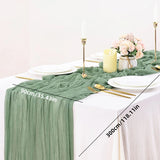 Boxtoday Cotton Gauze Table Runner 90*400cm Green Doily Sage Rustic Tablecloth Cheesecloth Table Cover Festival  Party Sheer Home Decor