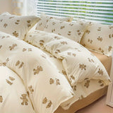 Boxtoday Cute Bear Bedding Set No Filler Ins Korean Style Duvet Cover Pillowcase 2024 New Single Full Size Kids Adult Soft Bed Linen