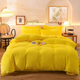Boxtoday -Double Side Pineapple Grid Pattern Flannel Bedding Set Super Warm Winter Plush Duvet Cover Flat Sheet Pillowcase King Queen Size