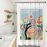 Nordic Shower Curtain Waterproof Bath Curtains Flower Pattern Printed Bathroom Screen Moisture Proof Bathing Cover with Hooks