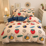 Boxtoday -Thick Warm Coral Fleece 4pcs Bedding Set Cute Printing Quilt Cover Super Soft Velvet Bed Sheet Pillowcase King Size Bedding Set