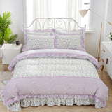 Boxtoday -Shabby Pink Floral Elegant Korea Style Ruffles Duvet Cover Bed Sheet Set 4Pcs Queen King size Pink 100%Cotton Girls Bedding set