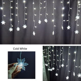 Christmas Decoration LED Snowflake Curtain Light Xmas Fairy Garland String Light For Home Room Festival Party New Year Ornament