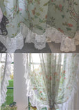 Boxtoday American Style Countryside Flower Voile Curtains for Windows Decor, Valance Drapes in Living Room, Customizable Sheer Curtains