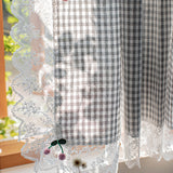 Boxtoday  Lace Decorative Short Cloth Curtain for Window Drapes, Pastoral Plaid Pattern, 3 Side, Living Room, Customizable Blinds Curtains