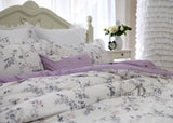 Boxtoday -Hot Purple flower Printed bedding set Garden ruffle duvet cover set bed sheet bed clothes king size bedding set bed comforter