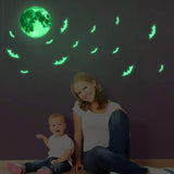 bedroom inspirations New Wall Stickers Combination Luminous Moon Bat Stickers Creative Personalized Fluorescent Stickers Removable