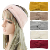 Boxtoday-shop knitted Internet Celebrity Faux Mink Headband Cross Knitted Hair Band Ins New Warm Wool Headband Plush Headdress