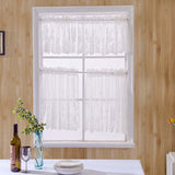 Boxtoday  Floral Lace Sheer Curtains Rod Pockets Windows Voile for Bedroom Kitchen Soft White Short Tulle Curtain Drape Blinds