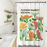 Nordic Shower Curtain Waterproof Bath Curtains Flower Pattern Printed Bathroom Screen Moisture Proof Bathing Cover with Hooks