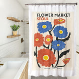 Nordic Shower Curtain Waterproof Bath Curtains Flower Pattern Printed Bathroom Screen Moisture Proof Bathing Cover with Hooks