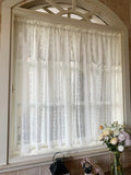 Boxtoday   Light Pink Striped Jacquard Window Curtain Floral Pattern Lace Valance for Living Room Door Kitchen Tulle Home Wedding Decor