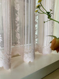 Boxtoday   Light Pink Striped Jacquard Window Curtain Floral Pattern Lace Valance for Living Room Door Kitchen Tulle Home Wedding Decor