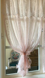 Boxtoday   Light Pink Striped Jacquard Window Curtain Floral Pattern Lace Valance for Living Room Door Kitchen Tulle Home Wedding Decor