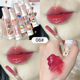 Boxtoday Cute Comics Design Mirror Glass Lipstick Sexy Red Lip Tint Long Lasting Lip Makeup Velvet Lipgloss Waterproof Lip Stick Cosmetic