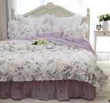 Boxtoday -Hot Purple flower Printed bedding set Garden ruffle duvet cover set bed sheet bed clothes king size bedding set bed comforter