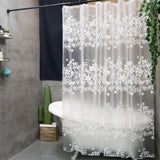 White fashion elegant clean flower shower curtain bathroom waterproof EVA Fog translucent curtains for bathroom shower w/ Hooks